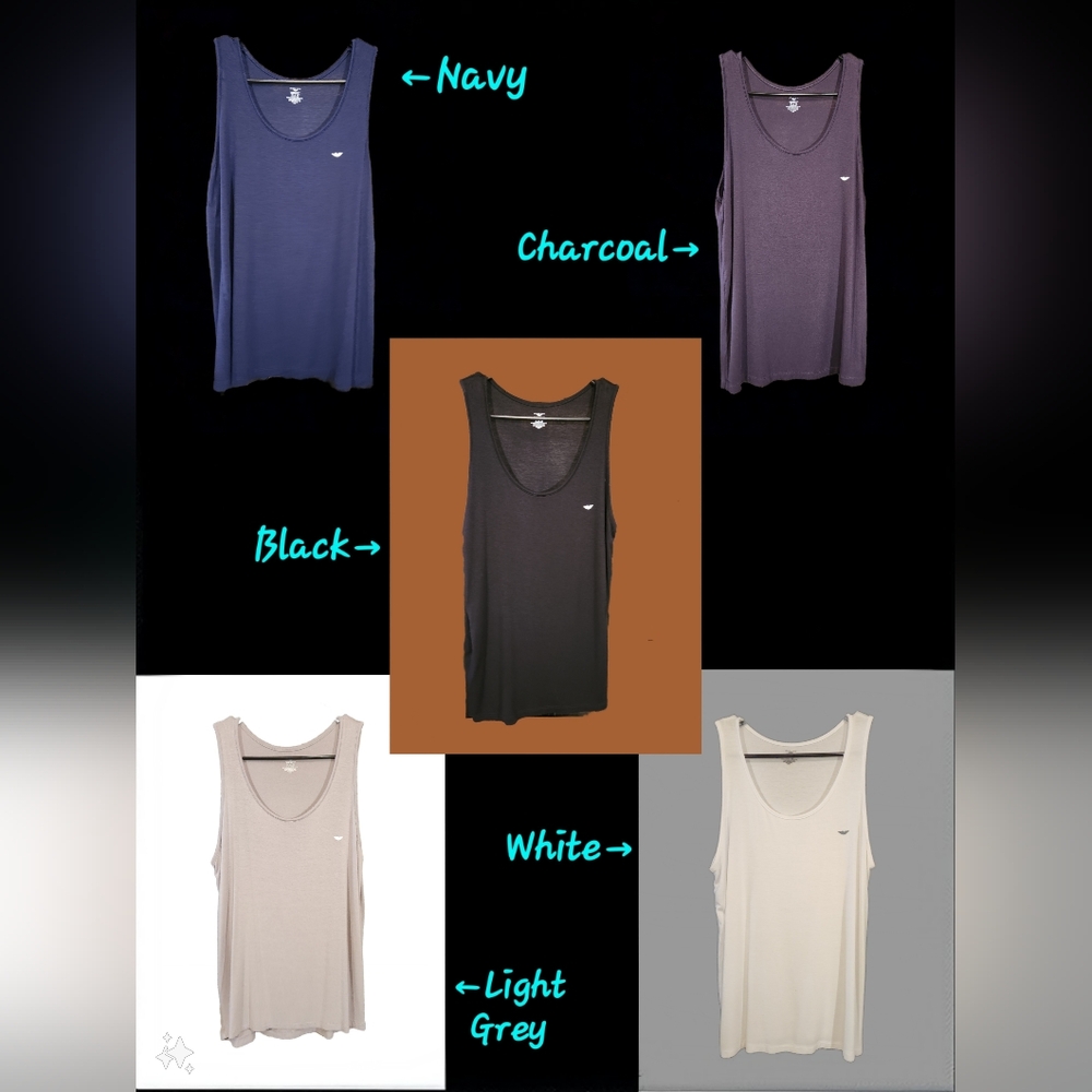 5 pack Tank Tops - Black, Navy, Light Grey, White, & Charcoal - Men's Small